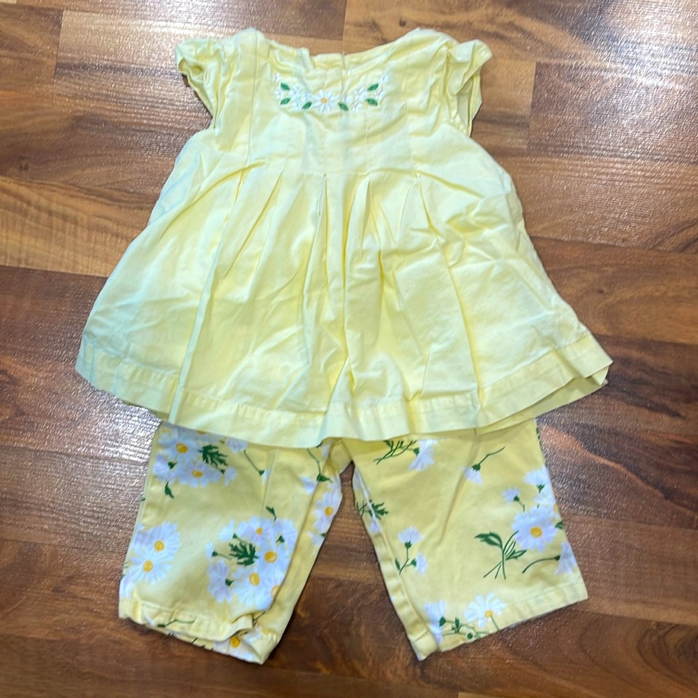 Janie & Jack Yellow Matching Set Crop Top & Wide Leg Capris